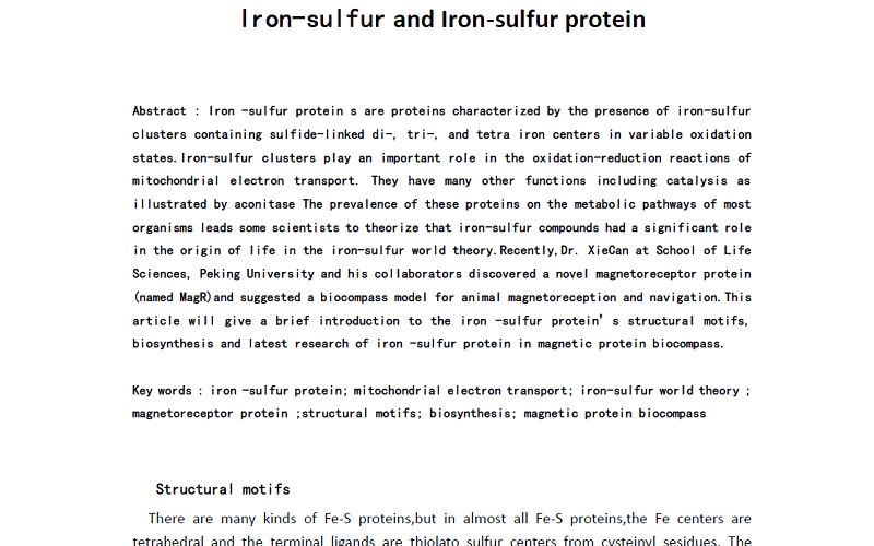 Iron-sulfur and Iron-sulfur protein