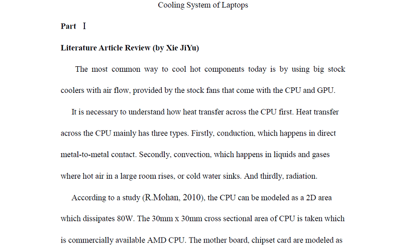 Cooling System of Laptops